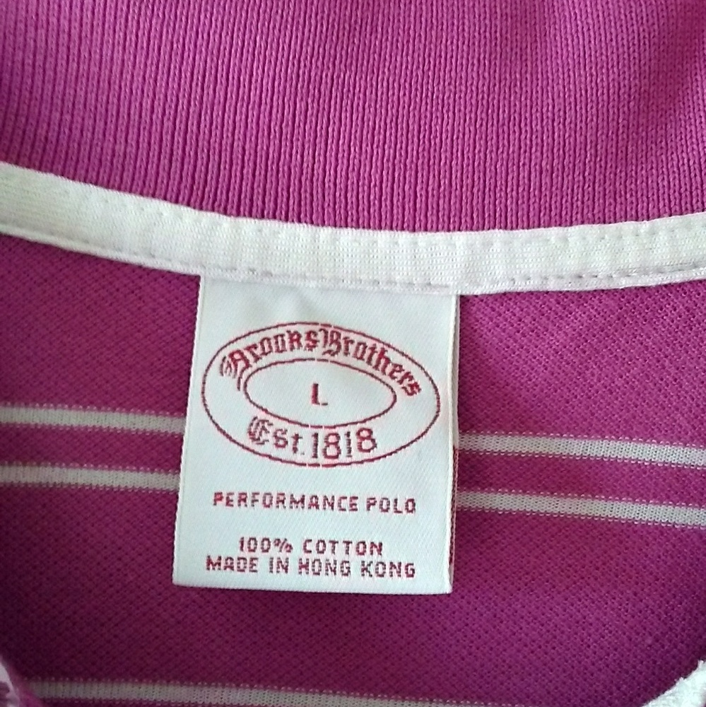 Brooks Brothers Pink White Stripe Polo Shirt Top L - Picture 2 of 5